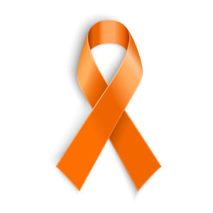 Vector Orange ribbon as symbol of Animal Abuse, leukemia awareness, kidney cancer association, multiple sclerosis